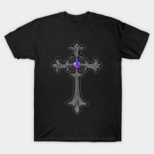 Cross Purple Gemstone T-Shirt by SoLunAgua